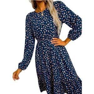 Navy Dress,  Dalmation print  - Large worn 1x- like new